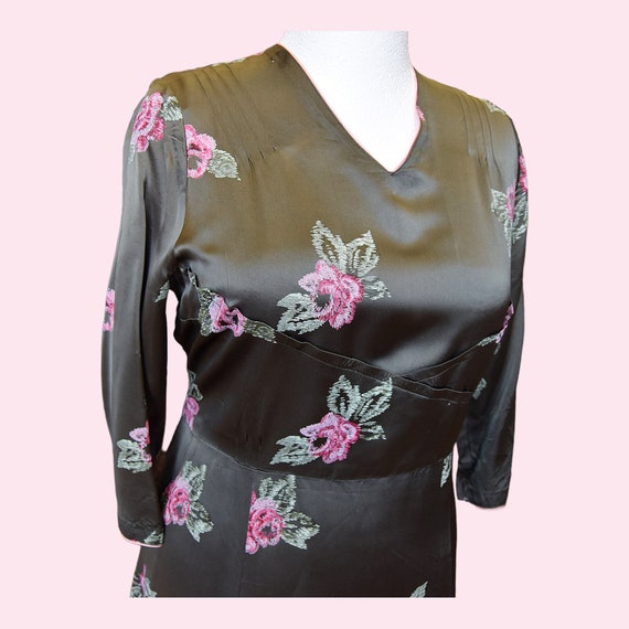 1950s Dark Olive Satin Dress & Jacket  42-44 bust… - image 7