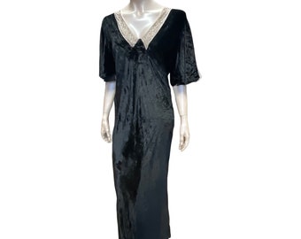 Art Deco 1920’s Silk Velvet Dress up to 42” bust.