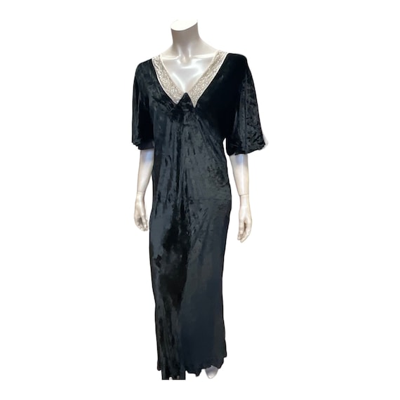 Art Deco 1920s Silk Velvet Maternity Dress up to 42 Bust. 