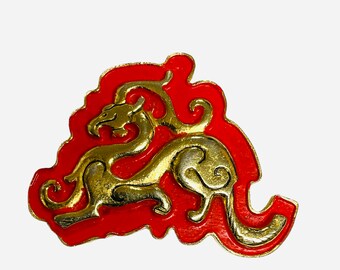 1940’s Accessocraft enamelled dragon or griffin brooch.