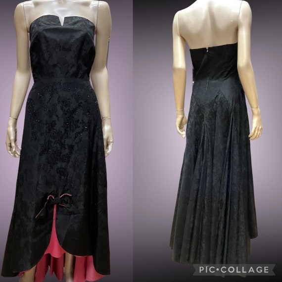 1940s Black Lace Beaded Midi Dress