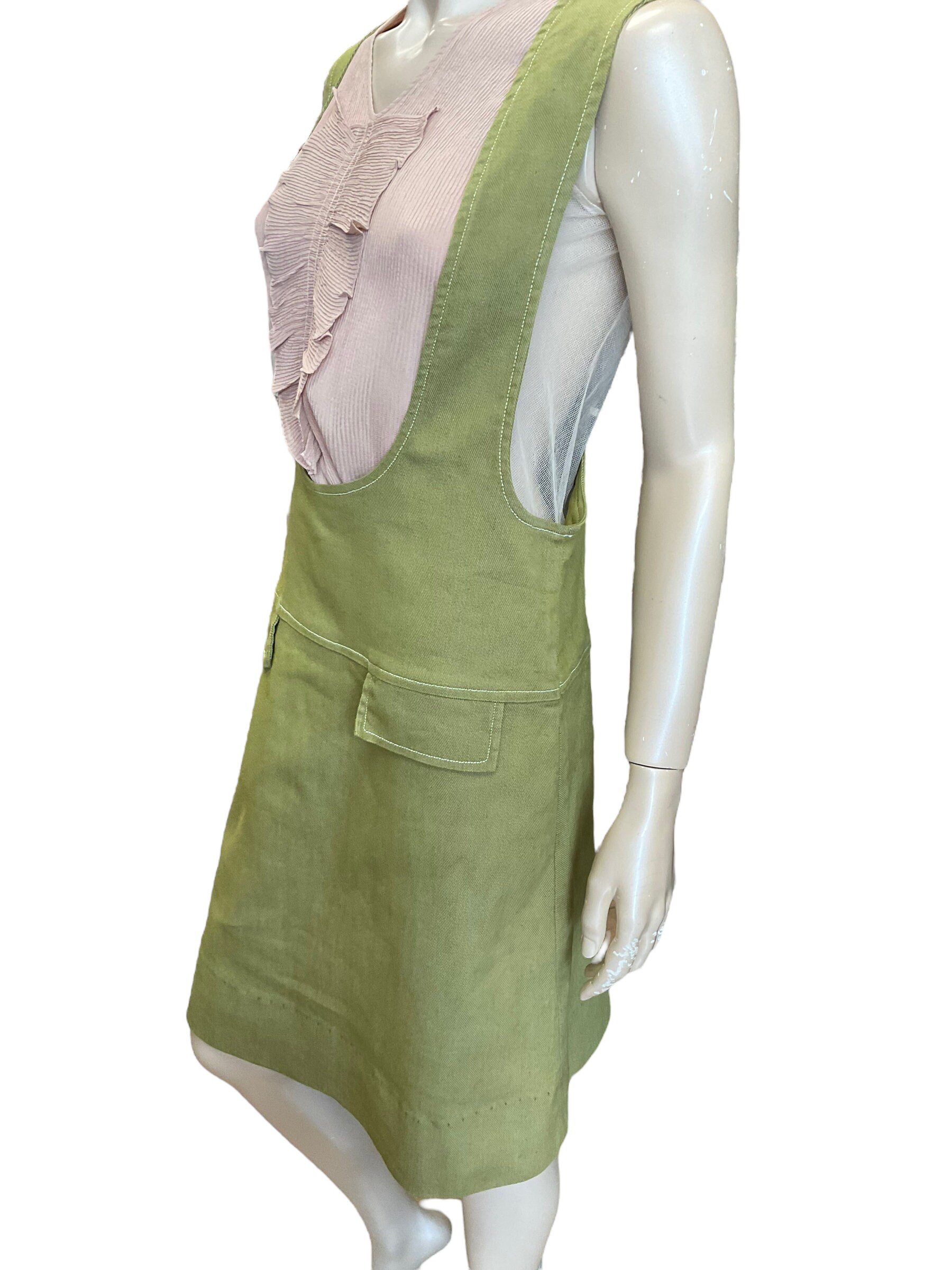 1960's Pale Green Denim Pinafore Dress 34/36 Bust - Etsy