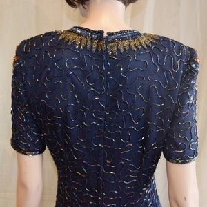 1980s Navy beaded dress 36 bust 28 waist image 4