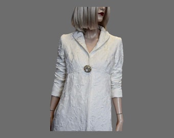 1960s White Quilted Evening coat
