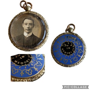 Antique  Victorian/Edwardian Enamelled Gold Mourning Locket/Pendant. Memento Mori