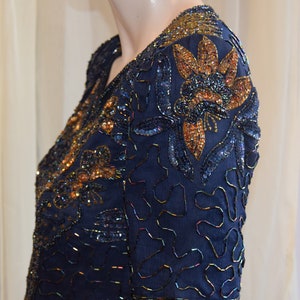 1980s Navy beaded dress 36 bust 28 waist image 6