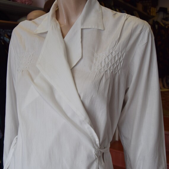 1930s White Cotton House Robe Free Size