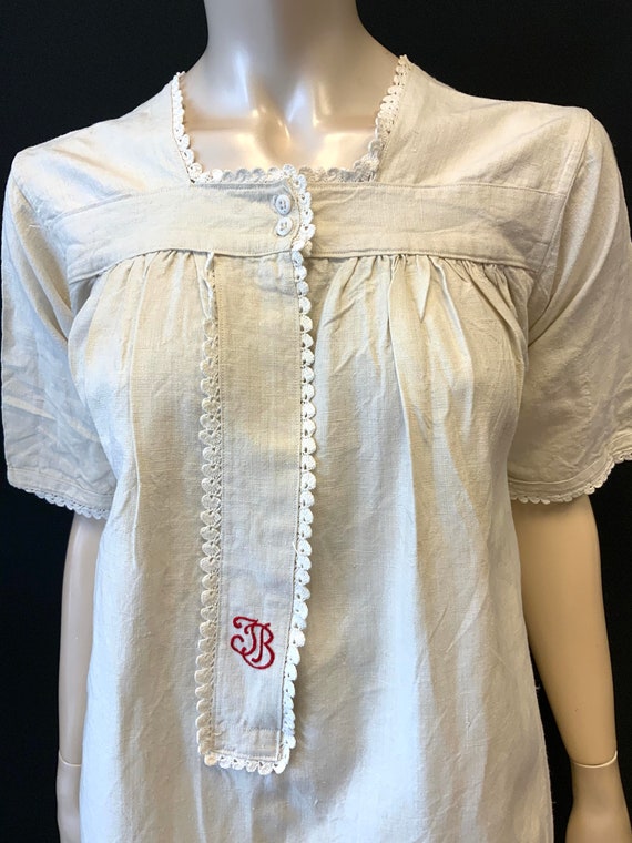 ワンピース 19th French Hemp Linen Farmer's Smock 19th C French Chemise, Hemp, Linen Collar, Smock, Chore Wear