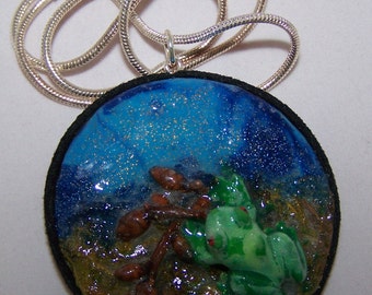 Gourd - Necklace - Pendant -  Frog - OOAK