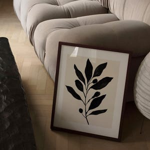 Black Botanical Wall Art Set | Minimalist Floral Ink Prints - Modern Nature Decor - Monochrome Aesthetic - Digital Download - Set of 2.