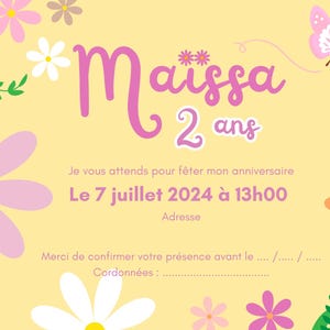 Template -Carte anniversaire fleurs - FILLE