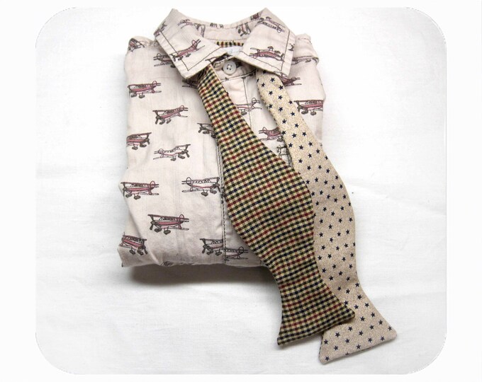 Boys Bow Tie Shirt With Aviator Theme and Classic Bow Tie Size Etsy