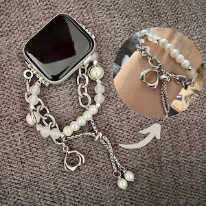 Pearl Apple Watch Band, Handmade Watch Strap For Women, Apple Watch Wrist Strap | 9 8 41/45mm | SE 7 6 5 4