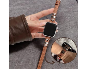 Correa de cuero para Apple Watch, estilo punk para mujer • 38, 40, 41, S10-42 mm • 42, 44, 45, 46, 49 mm - Regalo para ella