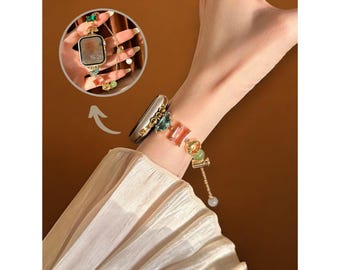 Correa de lujo con piedras preciosas para Apple Watch, con diamantes para iWatch 9, 8, 7, SE, 6 y 5, ideal como regalo.