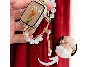 Correa de reloj con piedras preciosas, correa de Apple Watch para mujer • Correa para iWatch Series 6 5 SE 42 mm 40 mm 38 mm