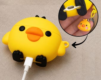 Yellow Chick AirPods Case, 3D Silicone Protective Cover, Kawaii Gift for Her