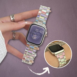 Transparent Apple Watch Band, Clear Strap Bracelet for 38mm 40mm 41mm 42mm 44mm 45mm 49mm iWatch Series 10 9 8 7 6 SE 5 4