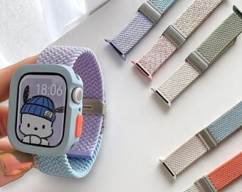 Correa de nailon para Apple, correa trenzada para smartwatch de 38 a 49 mm, compatible con los modelos Ultra 1/2 SE 9 8 7 6 5 4