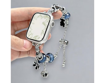 Correa de metal brillante para Apple Watch, pulsera para mujer iWatch Series 9 8 7 6 SE Ultra, regalo para ella