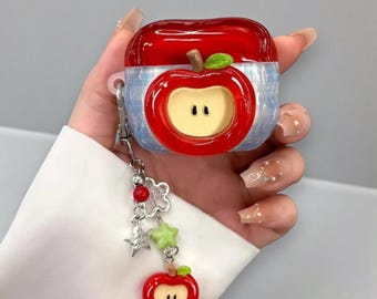 Funda de silicona con diseño 3D de Apple Fruit para AirPods, con dije, regalo para ella