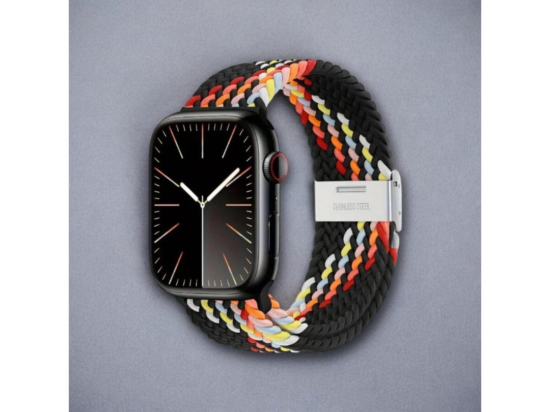 Colorful Nylon Apple Watch Band, Elastic Braided Solo Loop Iwatch - Main Image