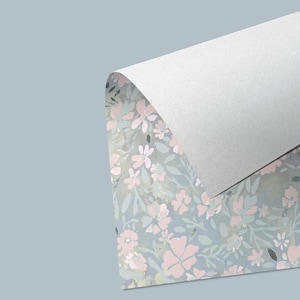 SAMPLE Floral Wallpaper Sample, &#39;Oops-a-daisy&#39; Design in Blue, Cottagecore Home Decor, Flower Wallpaper. Luxury botanical wall art.