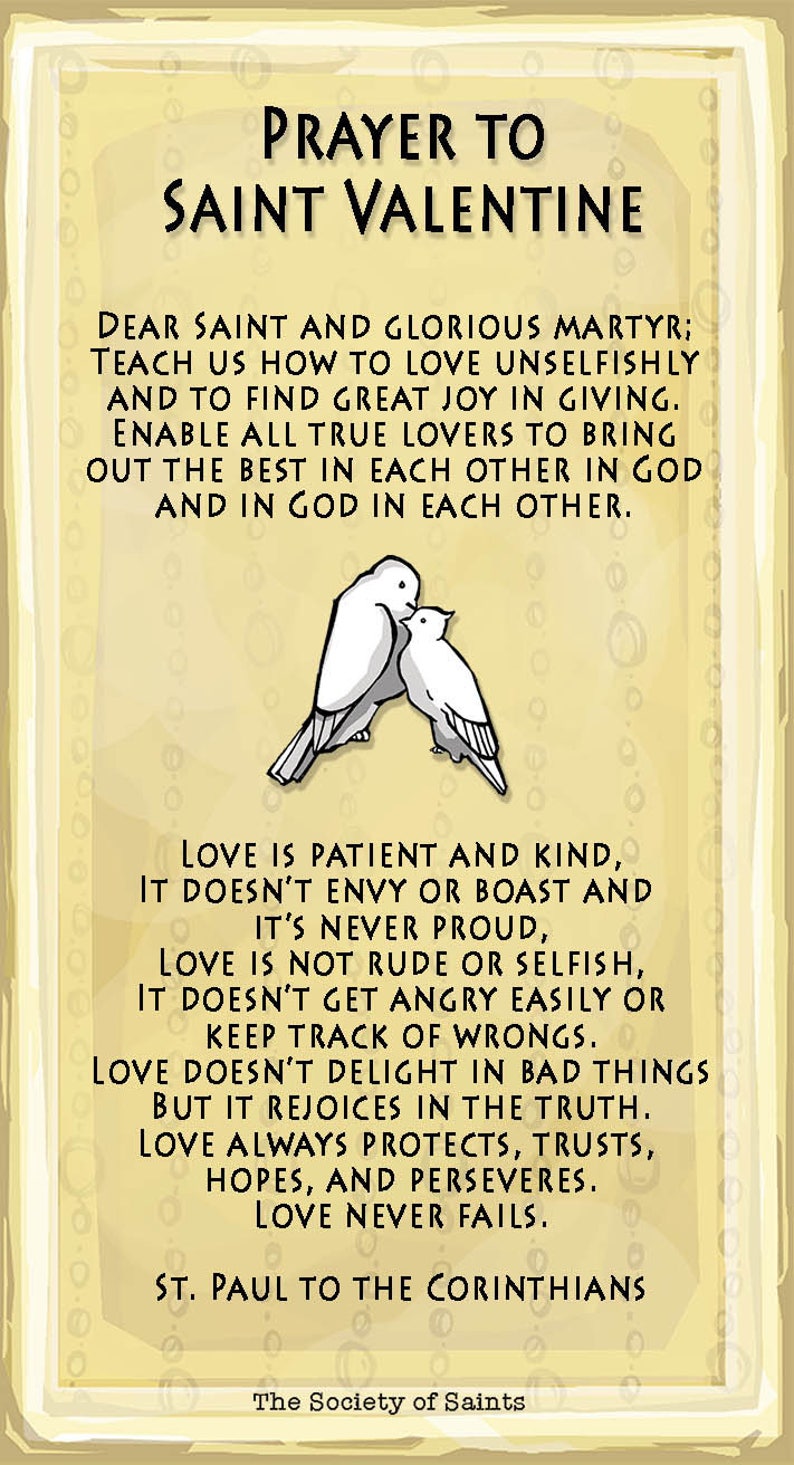 St Valentine Prayer Card Etsy