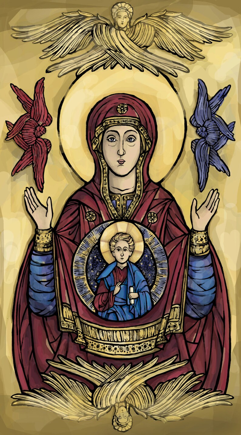 Our Lady of the Sign Icon Holy Card image 0