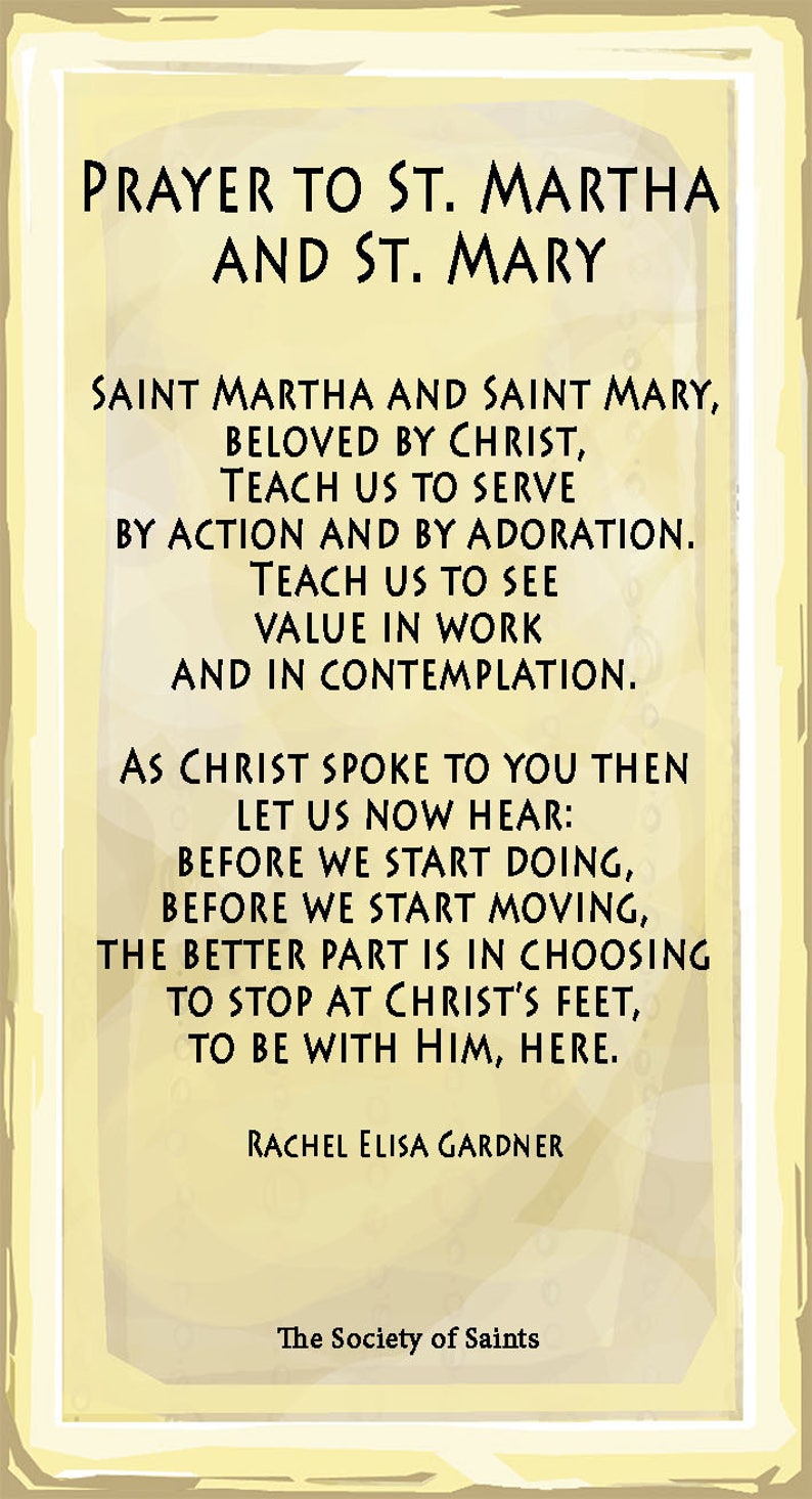 St. Martha and St. Mary Prayer Card | Etsy