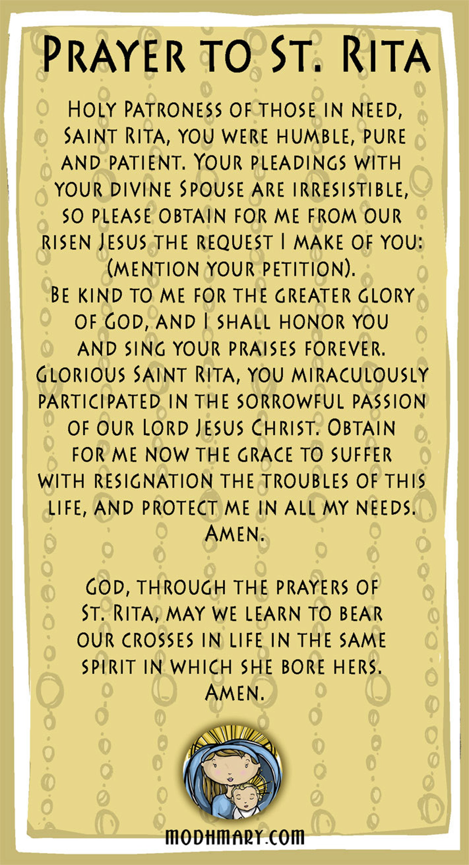 St. Rita Prayer Card | Etsy