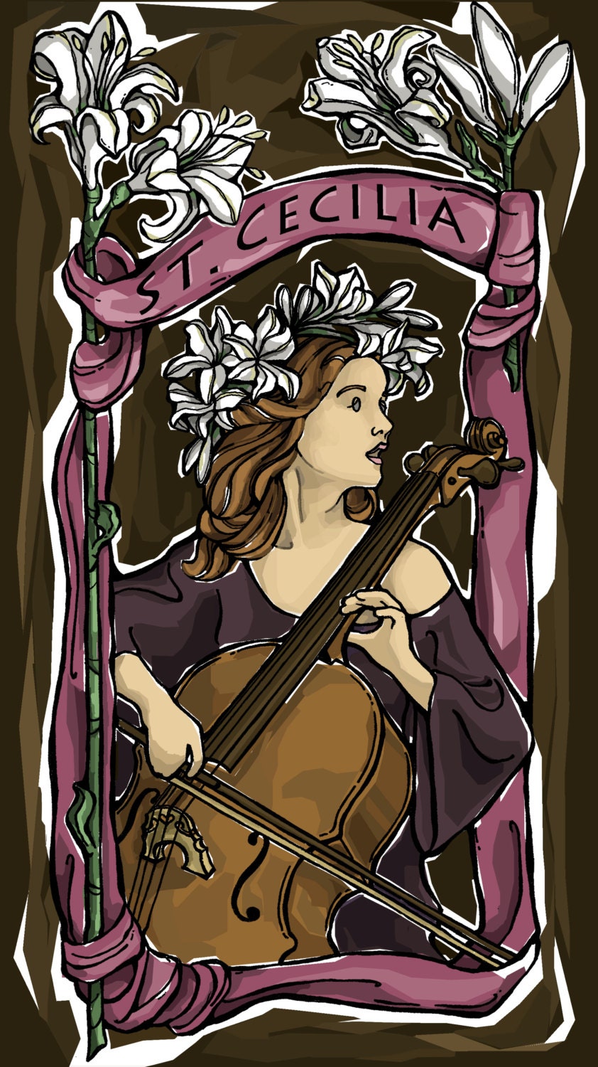 St Cecilia Prayer Card For Musicians Etsy