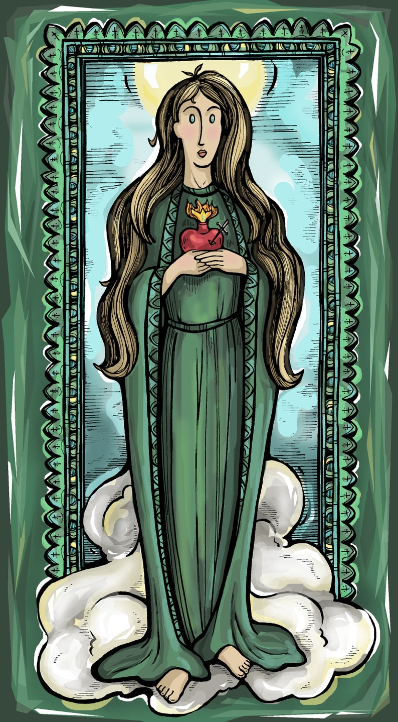 Virgin Mary Green Scapular Holy Card Badge of the Immaculate image 0