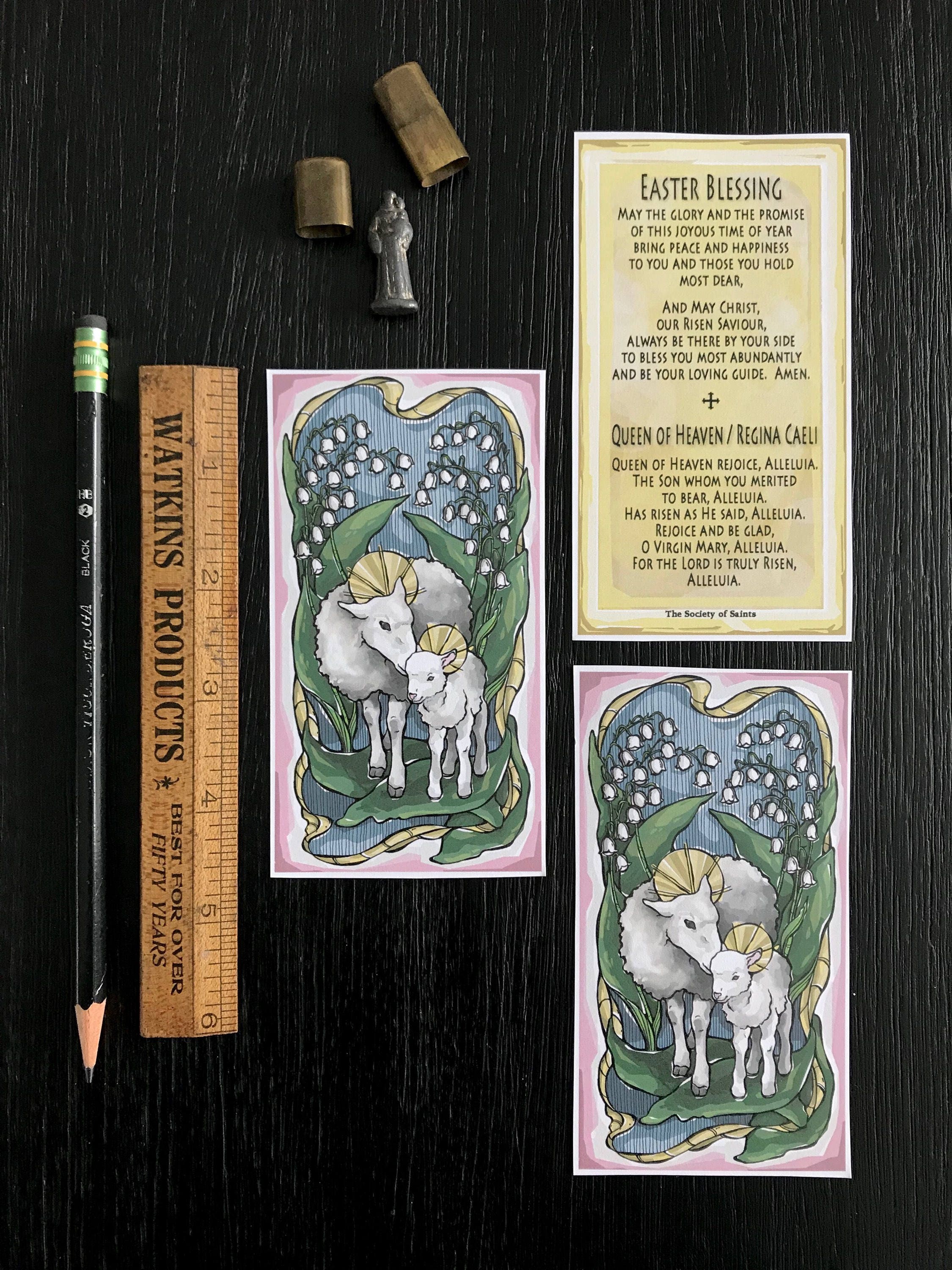 Easter Blessing - Mother Sheep and Lamb Prayer Card