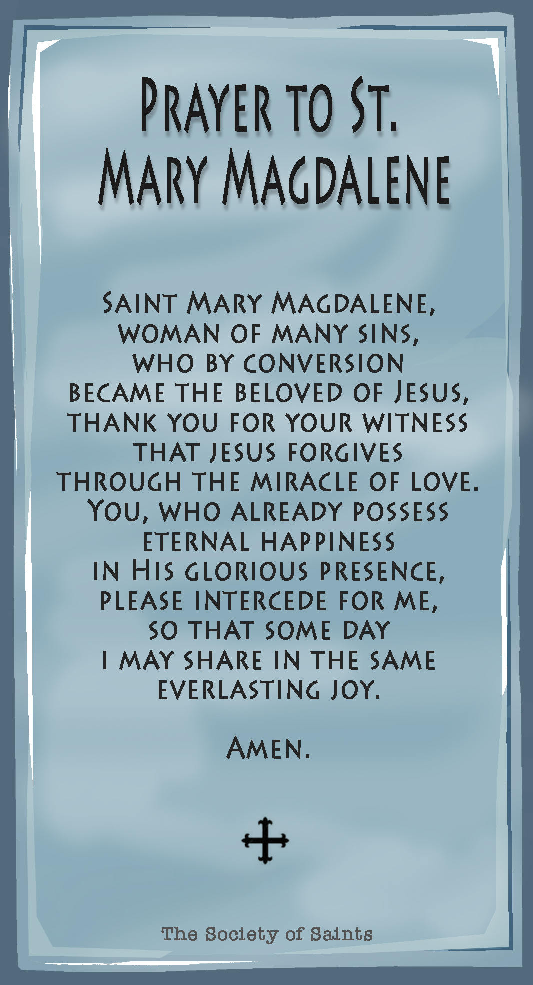 Mary Magdalene Prayer Card : St Mary Magdalene Prayer Card – LYTEEC