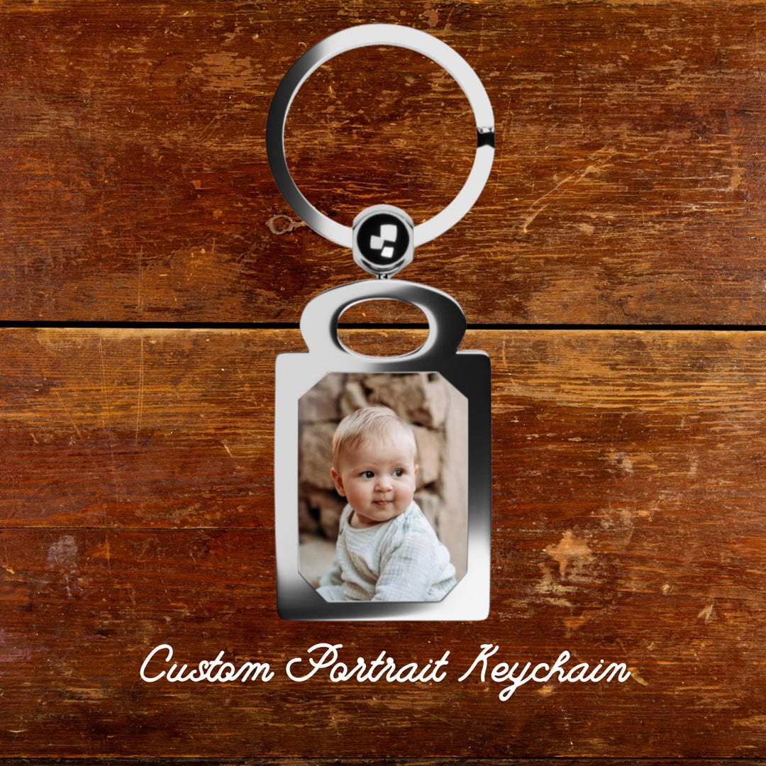 Keychain With Custom Baby Portrait From Photo, Personalized Picture Key ...