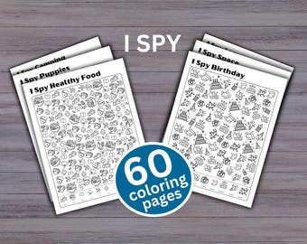 60 I Spy Printable Coloring Pages, Fun Activity Worksheets (PDF)