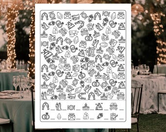 Página para colorear para niños: "Veo veo" (boda) (PDF)