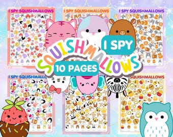 Squishmallow "Veo Veo" imprimible - Actividad infantil de 10 páginas (descarga digital)