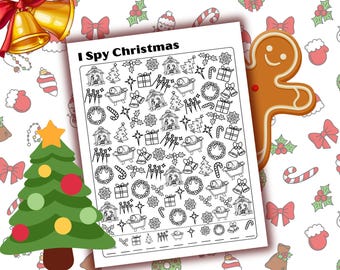 Página para colorear "Veo veo" de Navidad para niños (patrón PDF)