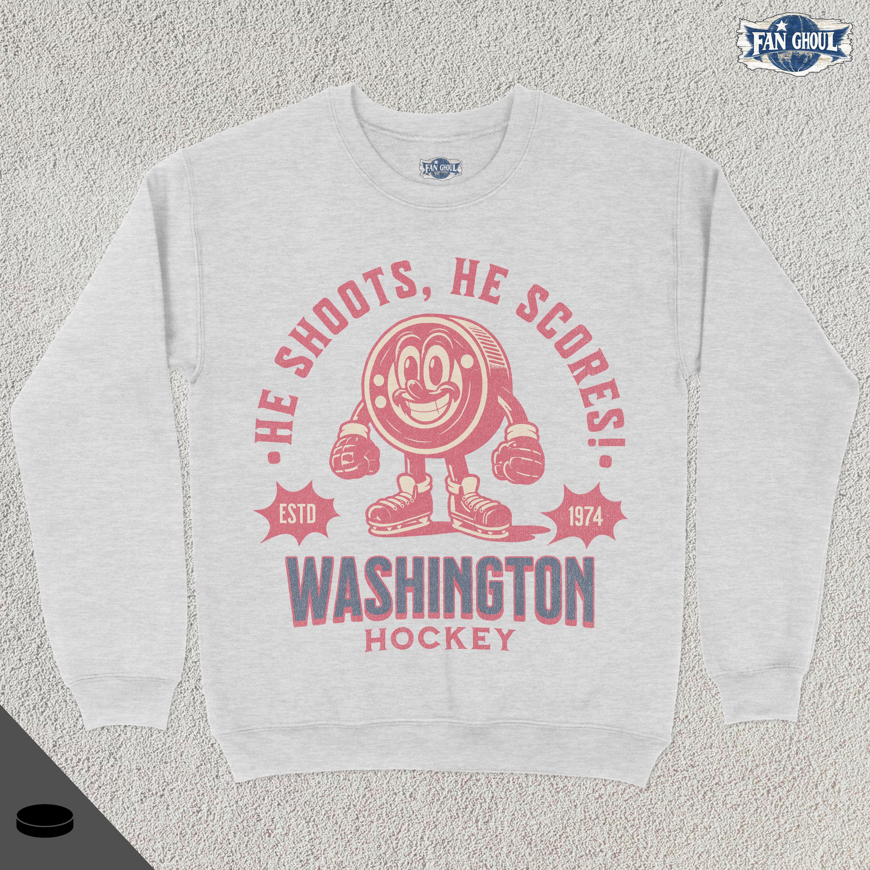 Retro Washington Hockey Sweatshirt, Vintage 70s Mascot Crewneck, Sports Sweater, Hockey Fan Gift, Hockey Lover Apparel, 80s Capital Merch