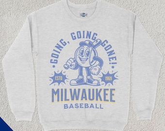 Retro Milwaukee Baseball Sweatshirt, Vintage 70s Mascot Crewneck, Sports Sweater, Baseball Fan Gift, Baseball Lover, 80s Brewer Merch