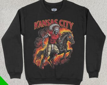 Kansas City Football Crewneck, American Team Sports Sweatshirt, US Sports Clothing, Football Fan Gift, Football Apparel, Vintage, Chief