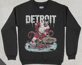 Detroit Hockey Crewneck, American Team Sports Tee, America Sports Clothing, Hockey Fan Gift, Hockey Lover, Vintage Hockey Merch, Red Wing