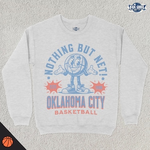 Retro Oklahoma City Basketball Sweatshirt, Vintage 70s Mascot, Sports Sweater, Basketball Fan Gift, Basketball Apparel, 80s Thunder Merch