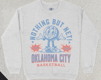 Retro Oklahoma City Basketball Sweatshirt, Vintage 70s Mascot, Sports Sweater, Basketball Fan Gift, Basketball Apparel, 80s Thunder Merch