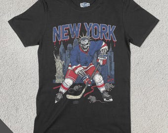 New York Hockey Shirt, American Team Sports Tee, America Sports Clothing, Hockey Fan Gift, Hockey Lover Apparel, Vintage Hockey, Ranger