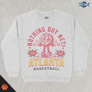 Retro Atlanta Basketball Sweatshirt, Vintage 70s Mascot, Sports Sweater, Basketball Fan Gift, Basketball Apparel, 80s Hawk Merch