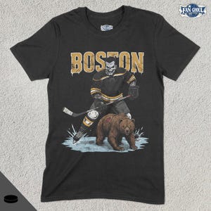 Boston hockeyshirt, Amerikaans teamsport-T-shirt, Amerika sportkleding, cadeau hockeyfan, hockeyliefhebber kleding, vintage hockeymerchandise, bruin