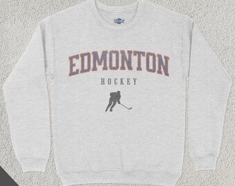 Edmonton Hockey Varsity Sweatshirt, College Sports Crewneck, College Sweater, Hockey Fan Gift, Hockey Lover Apparel, Vintage Retro, Oiler
